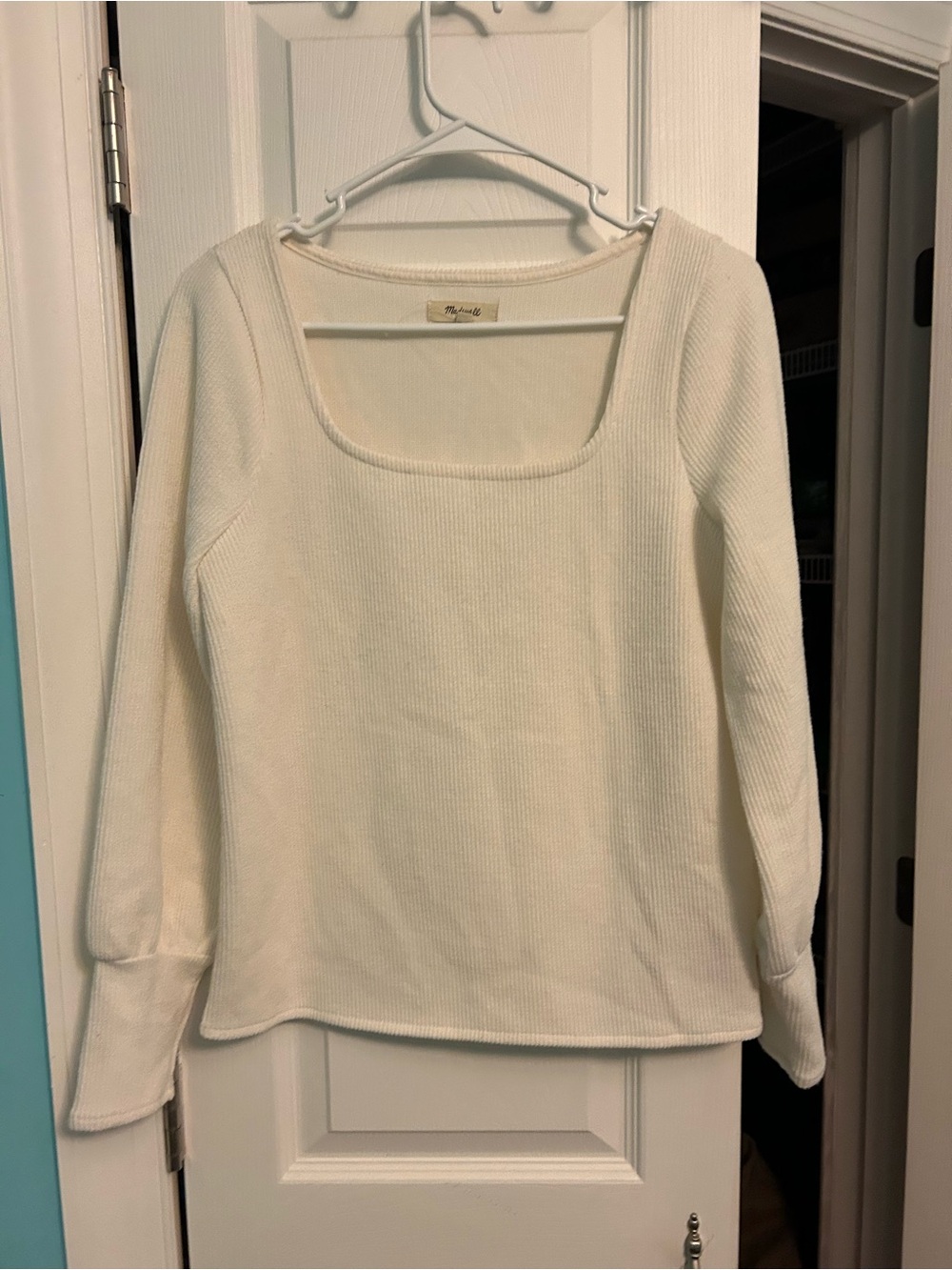 Madewell Cream Square-Neck Ribbed Sweater
